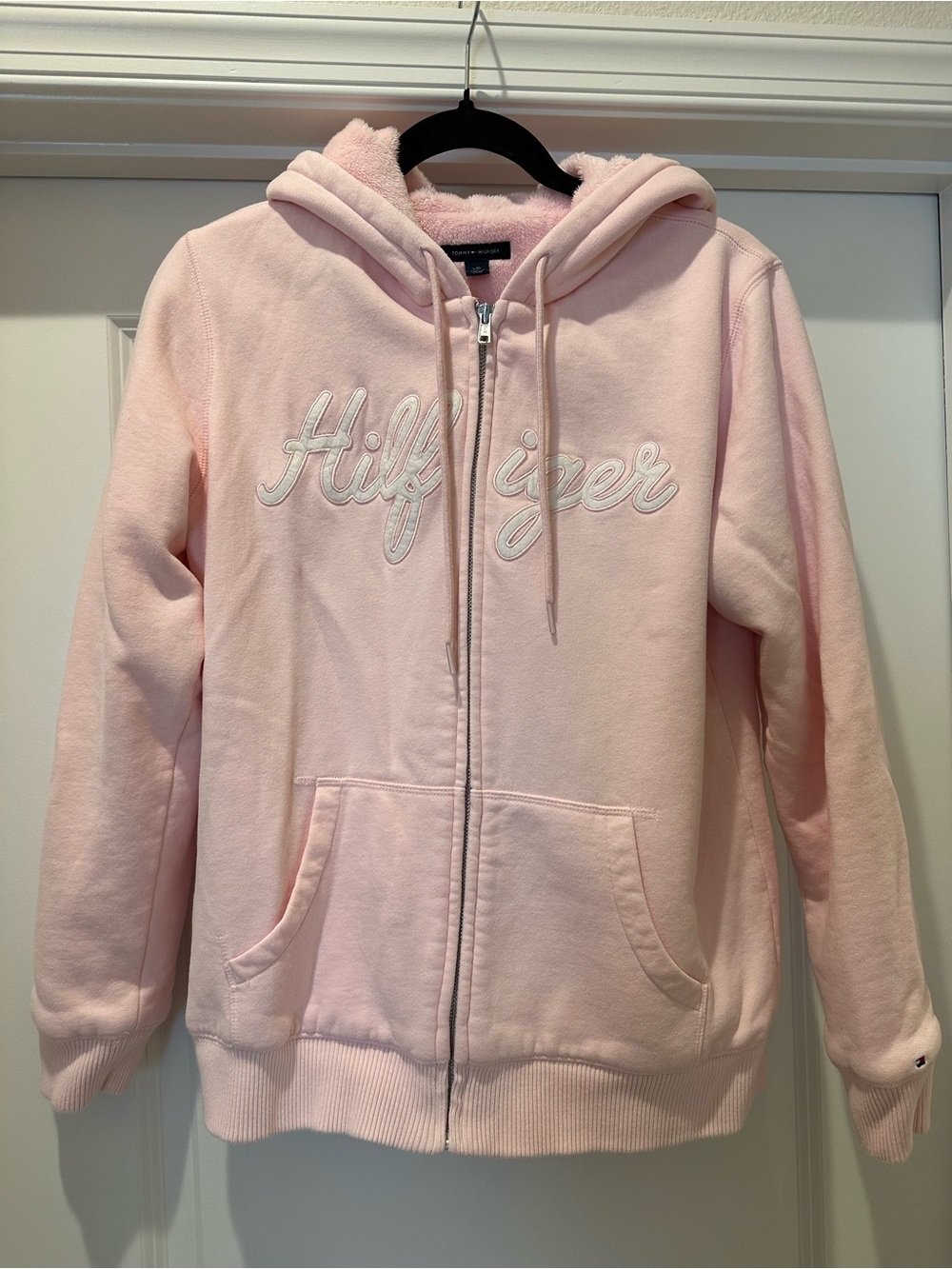 Tommy Hilfiger Light Pink Fur-Lined Hoodie SUPER SOFT EUC